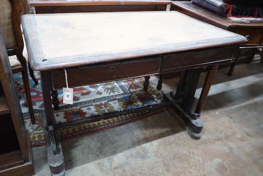 A Regency rosewood rectangular writing table, width 99cm, depth 60cm, height 74cm